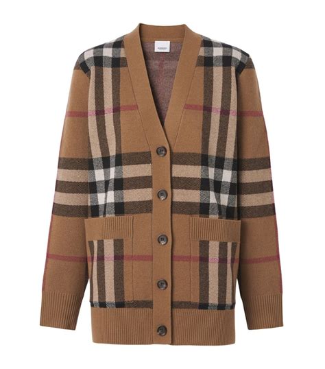 wool burberry cardigan|Burberry check wool cardigan.